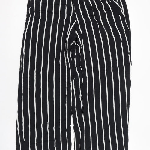 H&M Womens Black Striped Viscose Carrot Trousers Size 10 L28 in Regular