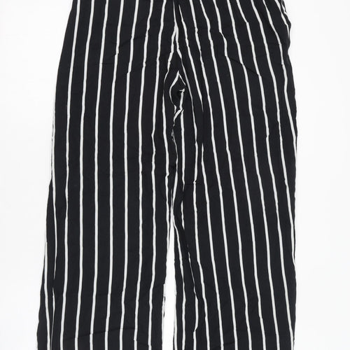 H&M Womens Black Striped Viscose Carrot Trousers Size 10 L28 in Regular