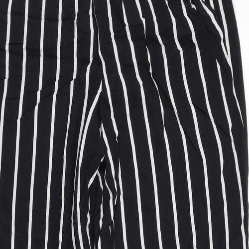 H&M Womens Black Striped Viscose Carrot Trousers Size 10 L28 in Regular