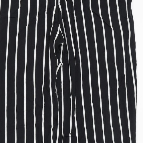 H&M Womens Black Striped Viscose Carrot Trousers Size 10 L28 in Regular