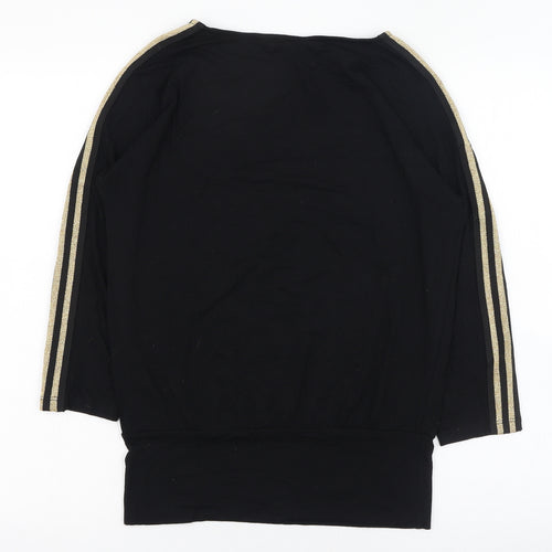 F&F Womens Black  Viscose Basic T-Shirt Size 6 Round Neck