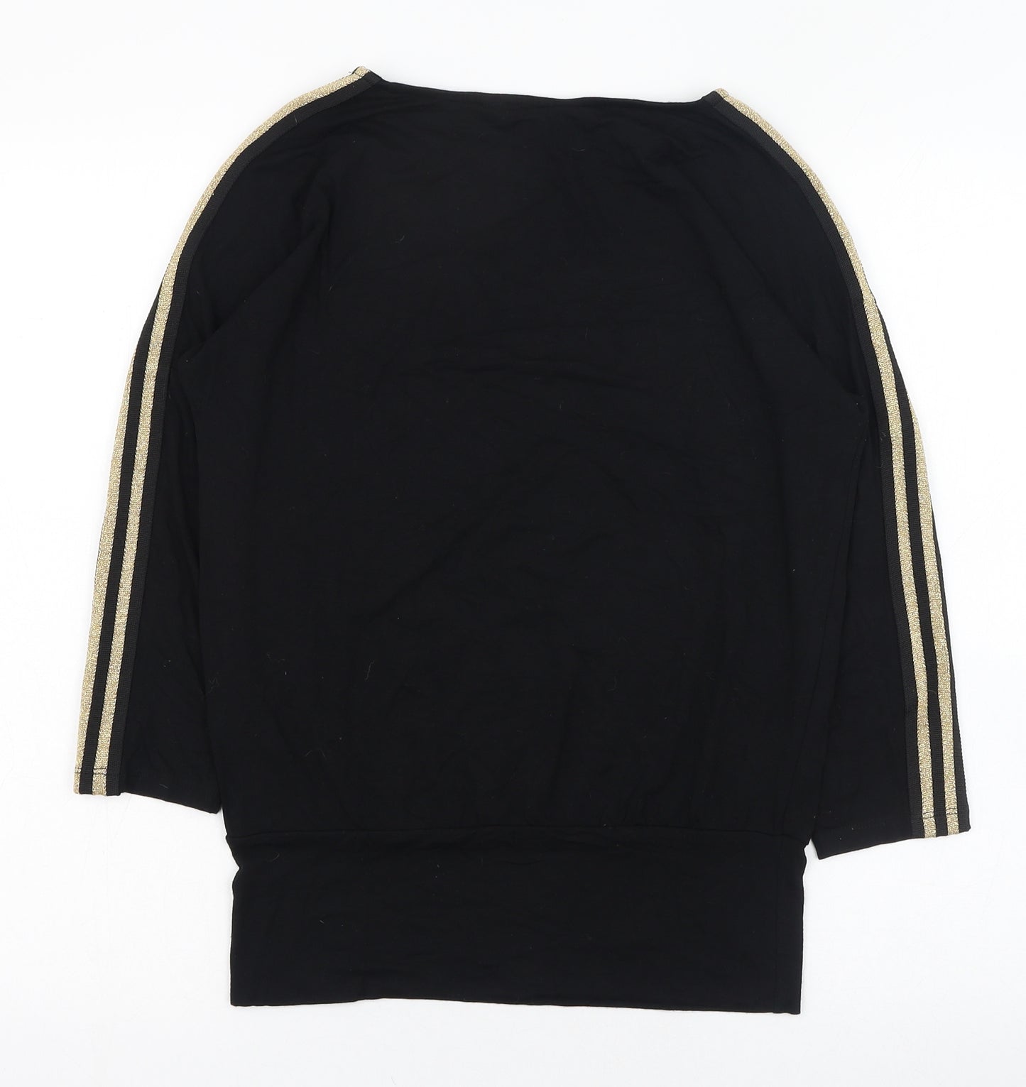F&F Womens Black  Viscose Basic T-Shirt Size 6 Round Neck