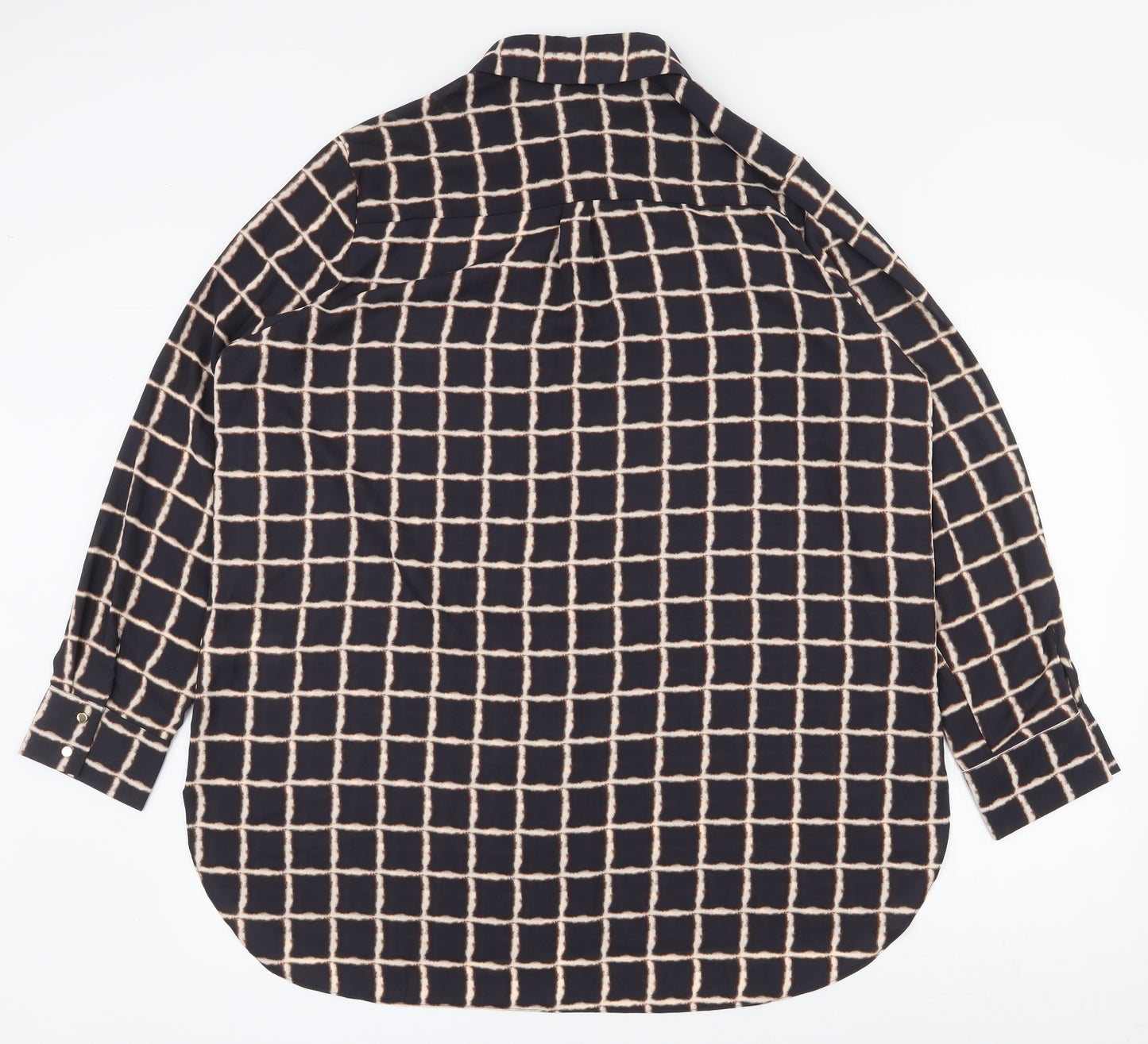 Primark Womens Black Geometric Polyester Basic Button-Up Size 20 Collared