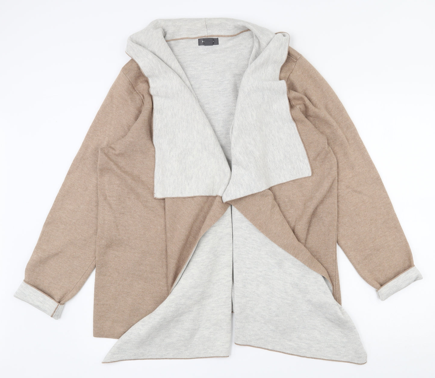 Primark Womens Beige V-Neck Houndstooth Acrylic Cardigan Jumper Size 18   - Waterfall Cardigan size 18-20