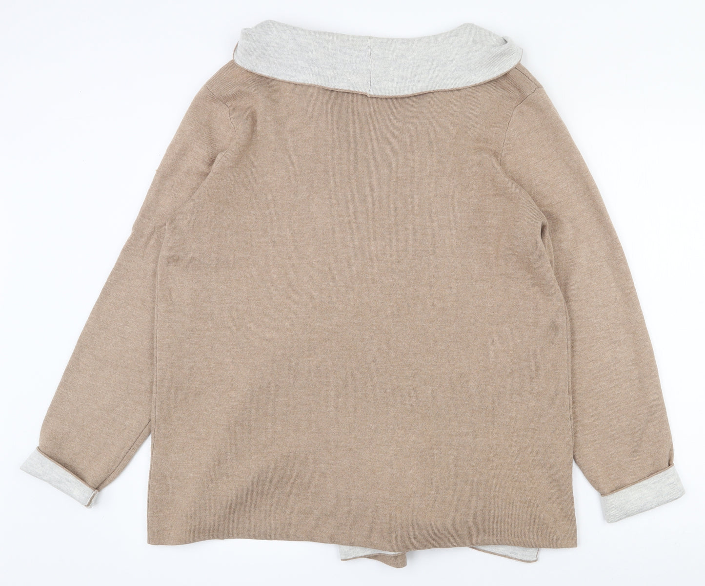 Primark Womens Beige V-Neck Houndstooth Acrylic Cardigan Jumper Size 18   - Waterfall Cardigan size 18-20