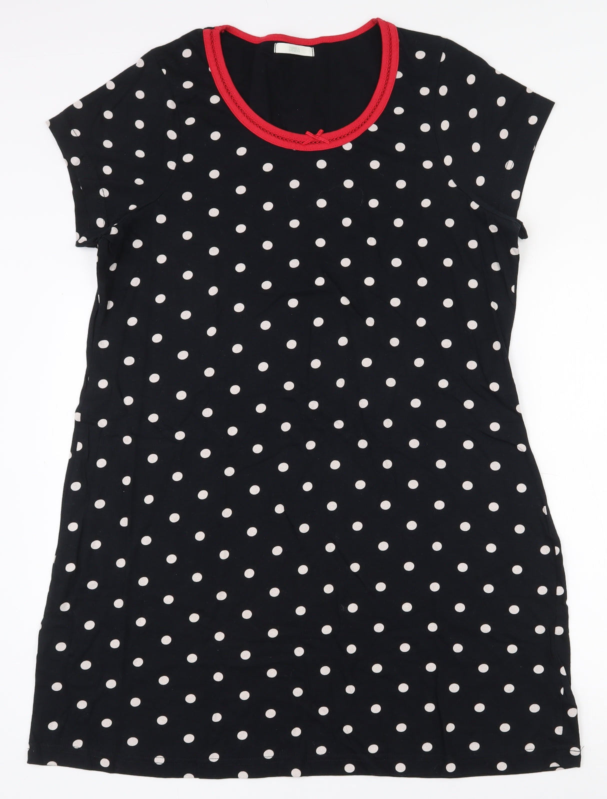 Marks and Spencer Womens Black Polka Dot 100% Cotton Top Nightshirt Size 18