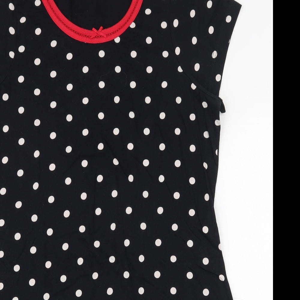 Marks and Spencer Womens Black Polka Dot 100% Cotton Top Nightshirt Size 18