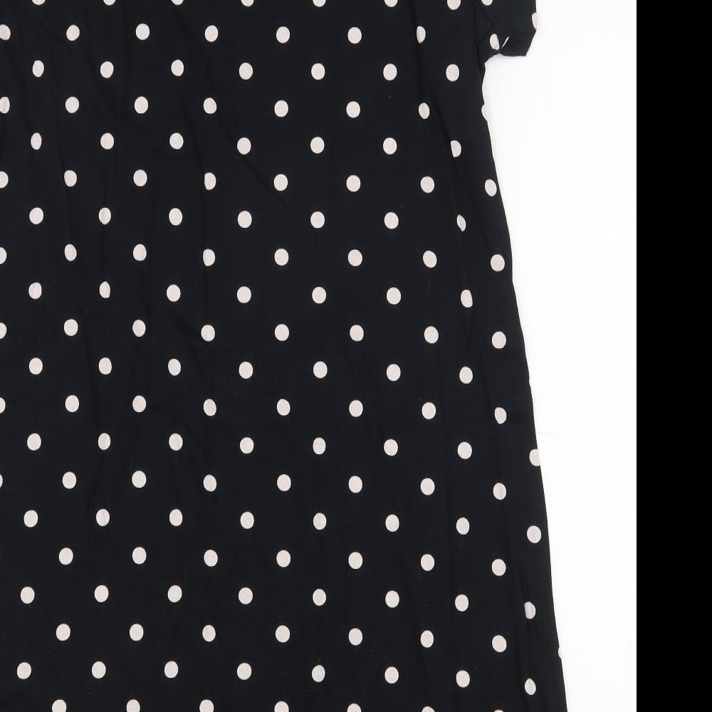 Marks and Spencer Womens Black Polka Dot 100% Cotton Top Nightshirt Size 18