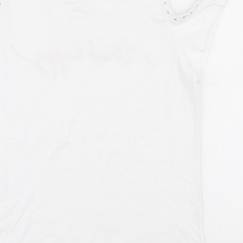 Papaya Womens White  Polyester Basic T-Shirt Size 8 Round Neck