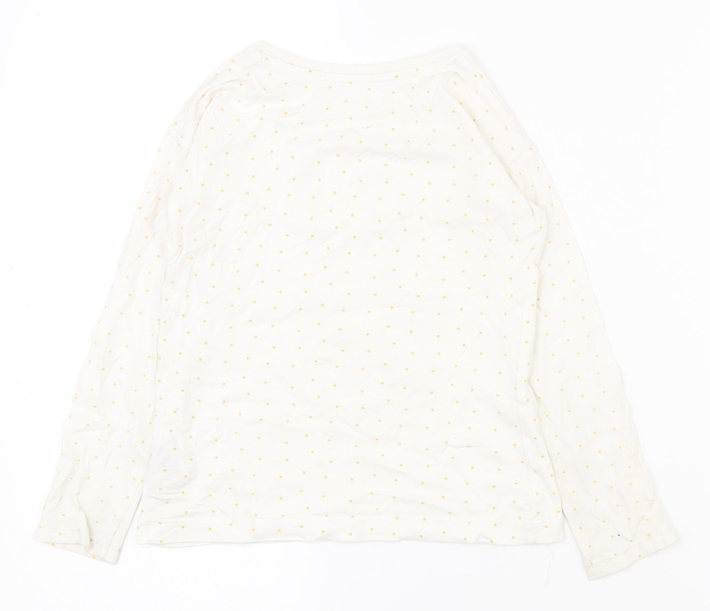 Dunnes Stores Girls White Spotted 100% Cotton Pullover T-Shirt Size 5 Years Round Neck Pullover
