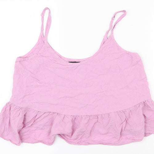 Topshop Womens Purple  Polyester Camisole Tank Size 10 Scoop Neck - Croppped