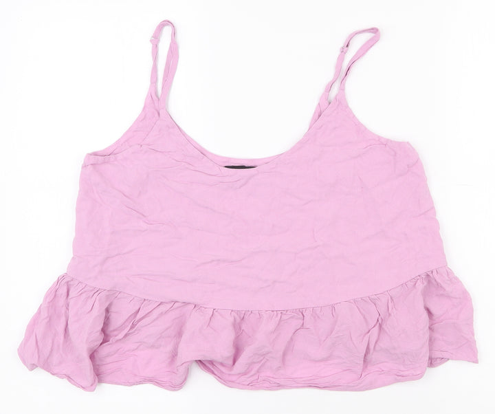 Topshop Womens Purple  Polyester Camisole Tank Size 10 Scoop Neck - Croppped