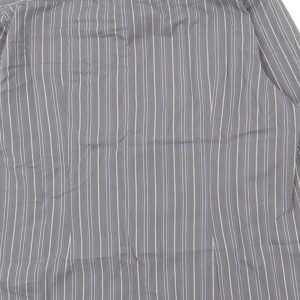 Sonneti Mens Grey Striped 100% Cotton  Dress Shirt Size L Collared Button