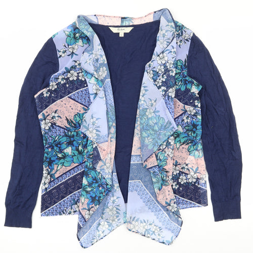 Yumi Womens Multicoloured V-Neck Floral Cotton Cardigan Jumper Size L   - Waterfall Cardigan