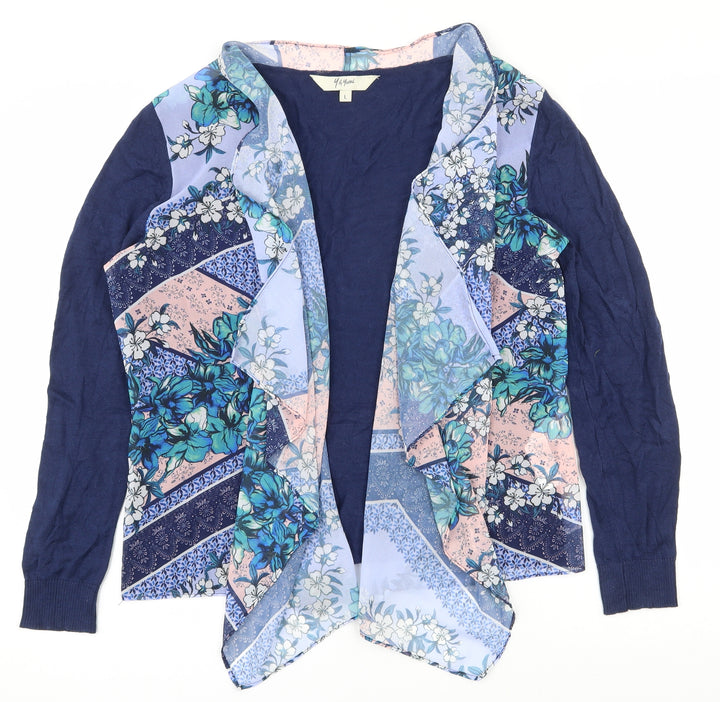 Yumi Womens Multicoloured V-Neck Floral Cotton Cardigan Jumper Size L - Waterfall Cardigan