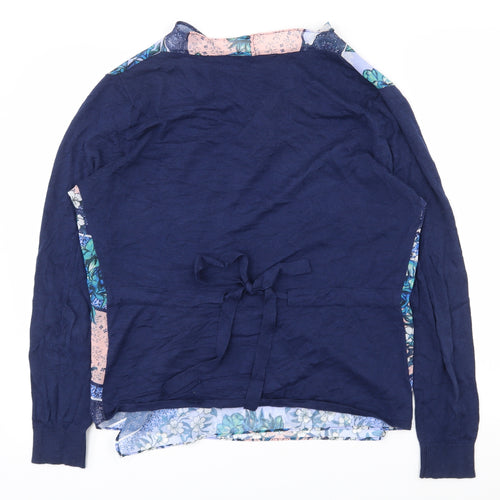 Yumi Womens Multicoloured V-Neck Floral Cotton Cardigan Jumper Size L   - Waterfall Cardigan