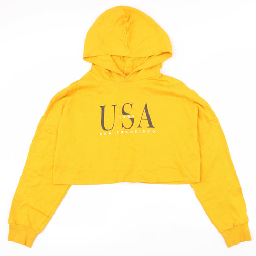 H&M Womens Yellow  100% Cotton Pullover Hoodie Size XS  Pullover - Cropped
