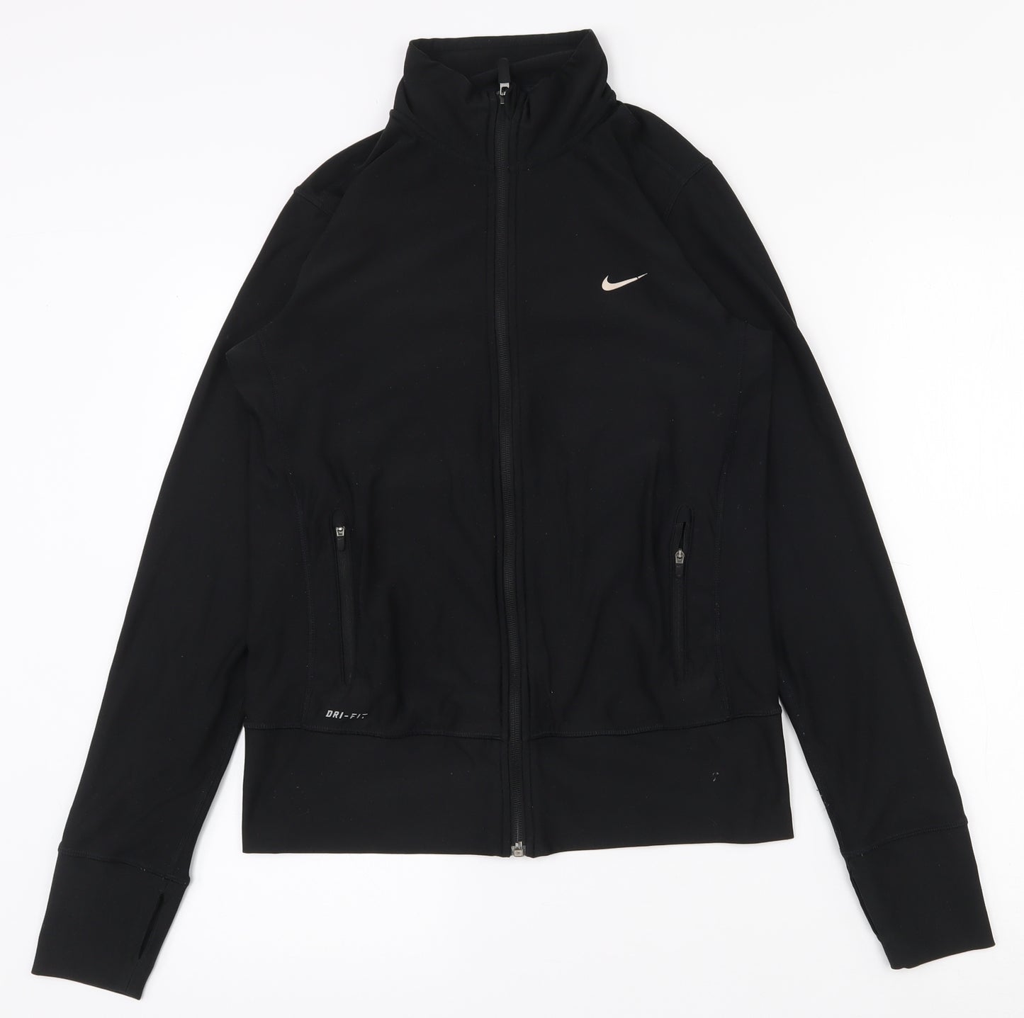 Nike Mens Black  Polyester Full Zip Sweatshirt Size S   - Thumb holes
