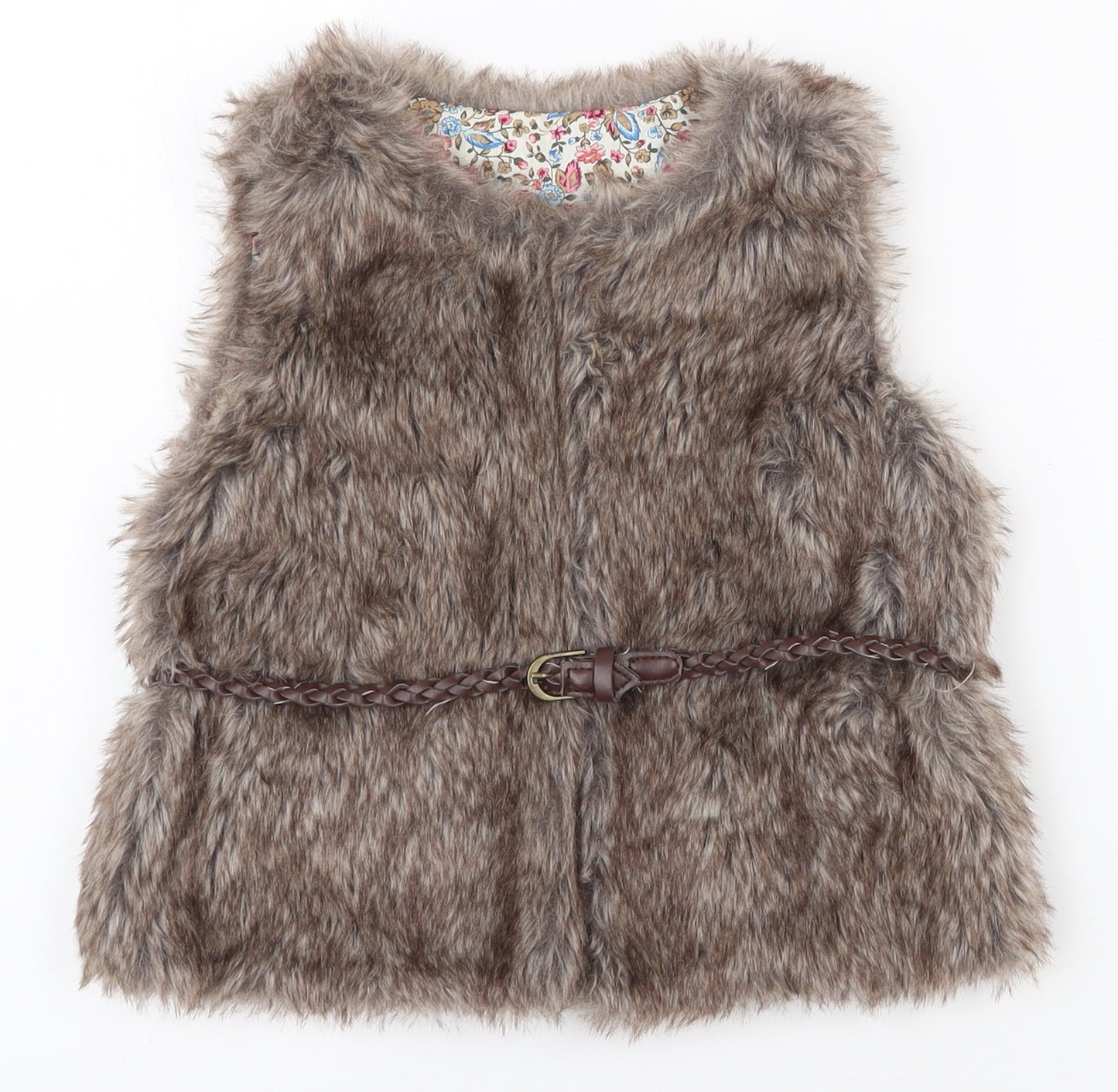 Preworn Girls Brown   Gilet Jacket Size 5-6 Years  Hook & Eye