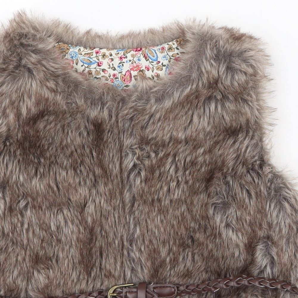 Preworn Girls Brown   Gilet Jacket Size 5-6 Years  Hook & Eye