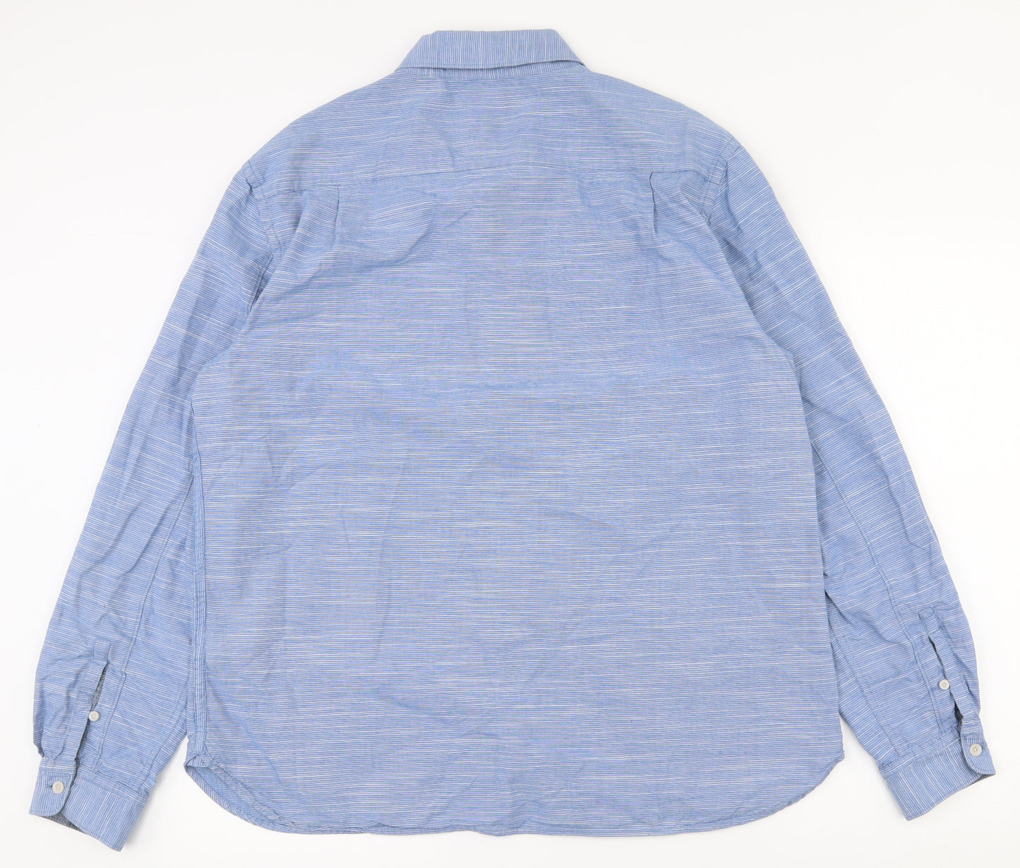 Jasper Conran Mens Blue Spotted 100% Cotton  Dress Shirt Size L Collared Button