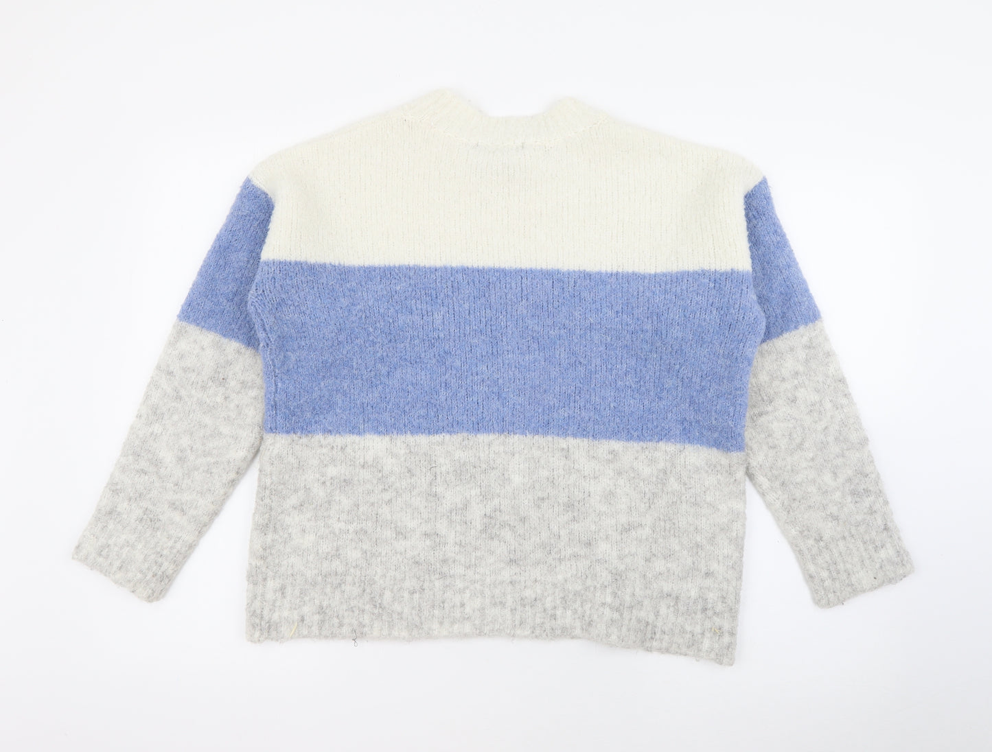 F&F Womens Blue Crew Neck  Acrylic Pullover Jumper Size 8