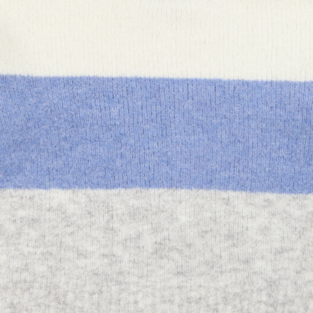 F&F Womens Blue Crew Neck  Acrylic Pullover Jumper Size 8
