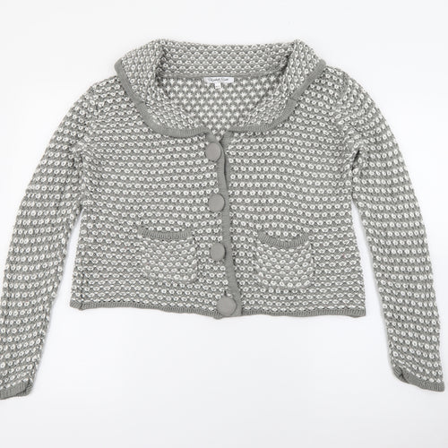 Elaigabeth Scott  Womens Grey Collared  Acrylic Cardigan Jumper Size M