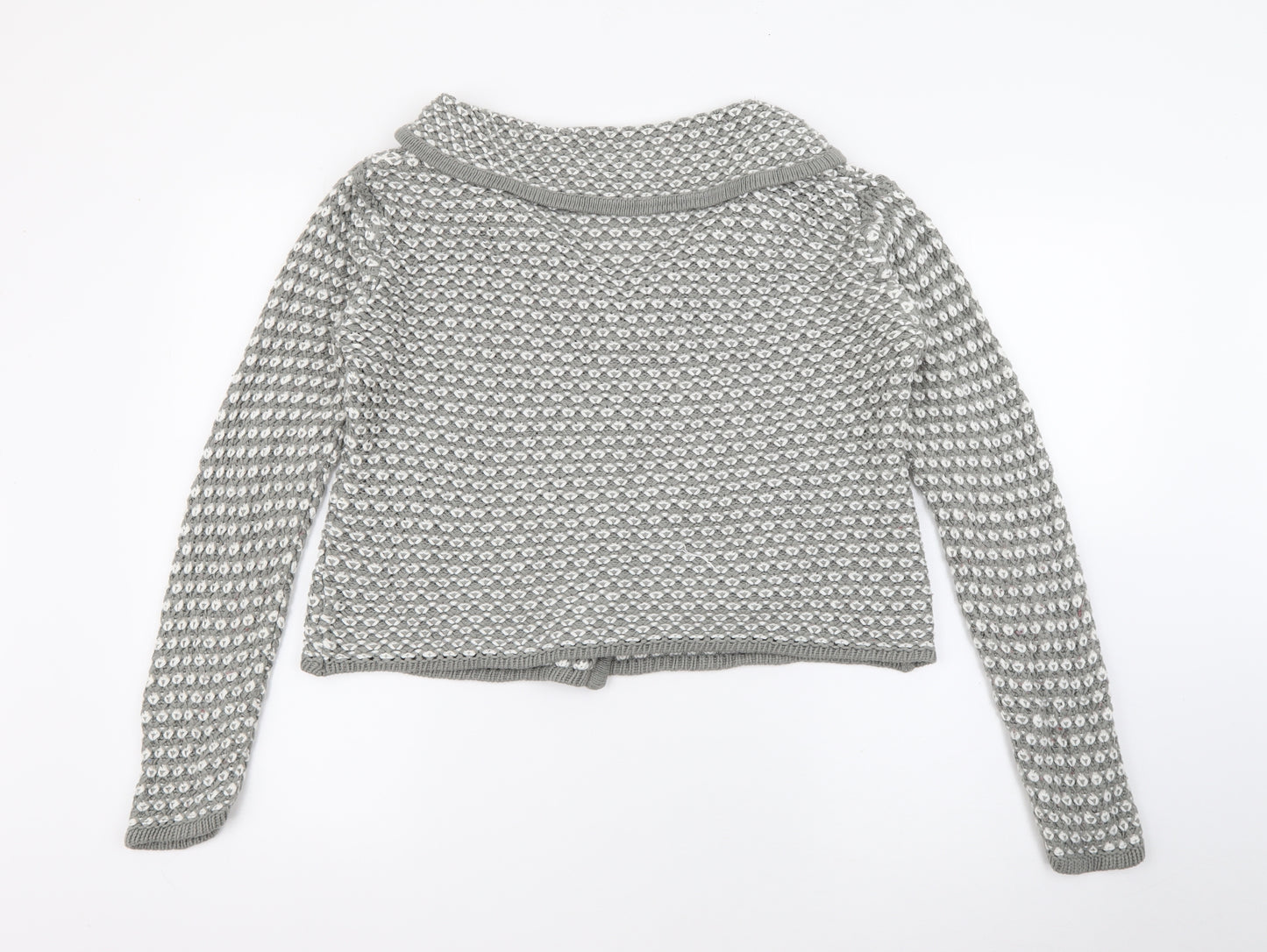 Elaigabeth Scott  Womens Grey Collared  Acrylic Cardigan Jumper Size M