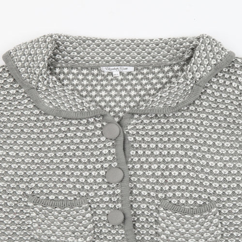 Elaigabeth Scott  Womens Grey Collared  Acrylic Cardigan Jumper Size M