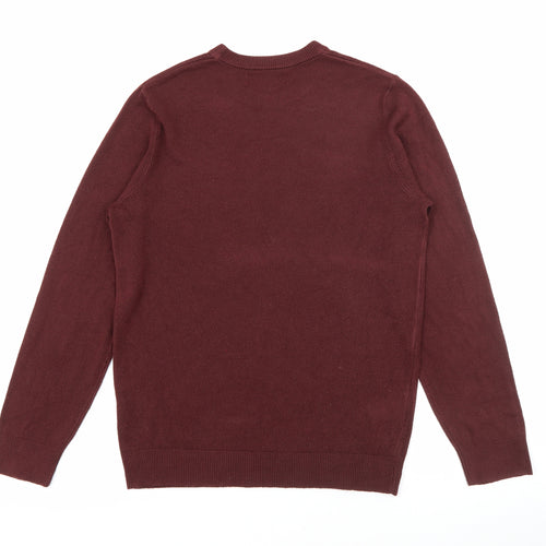 Easy Mens Red Crew Neck  Acrylic Pullover Jumper Size S