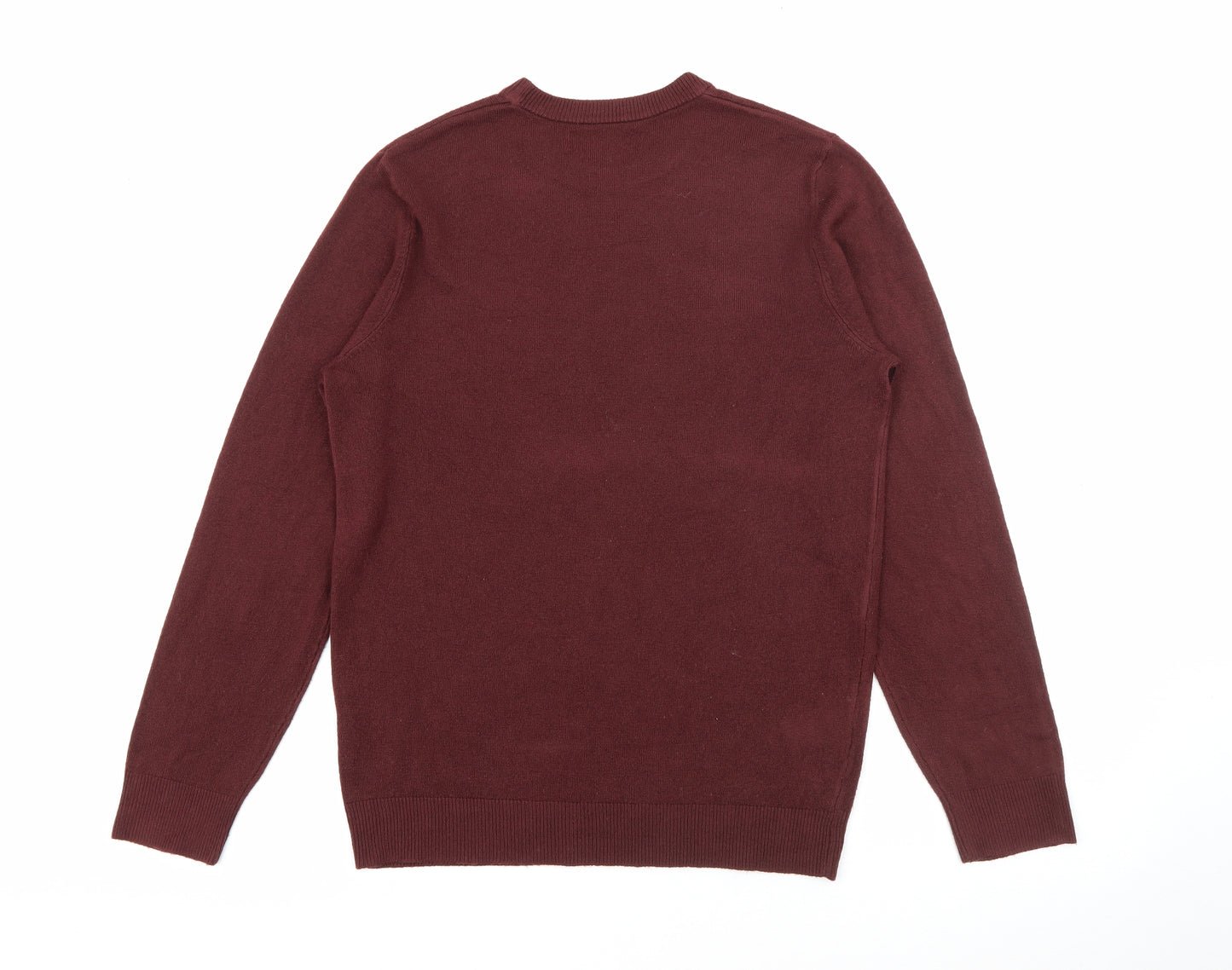 Easy Mens Red Crew Neck  Acrylic Pullover Jumper Size S