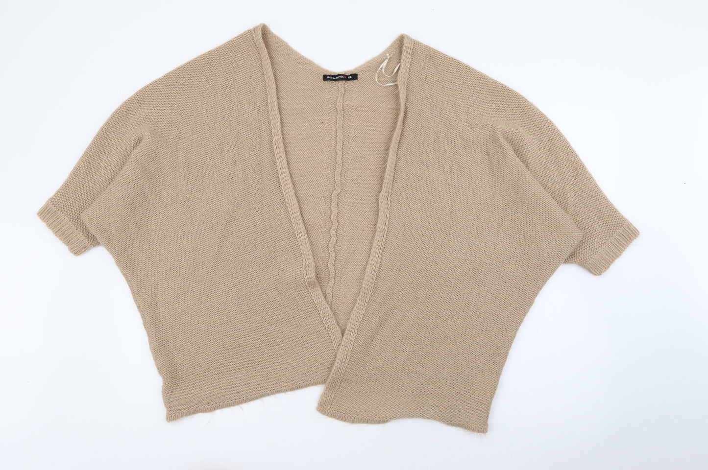 Select Womens Beige V-Neck  Acrylic Cardigan Jumper Size 14