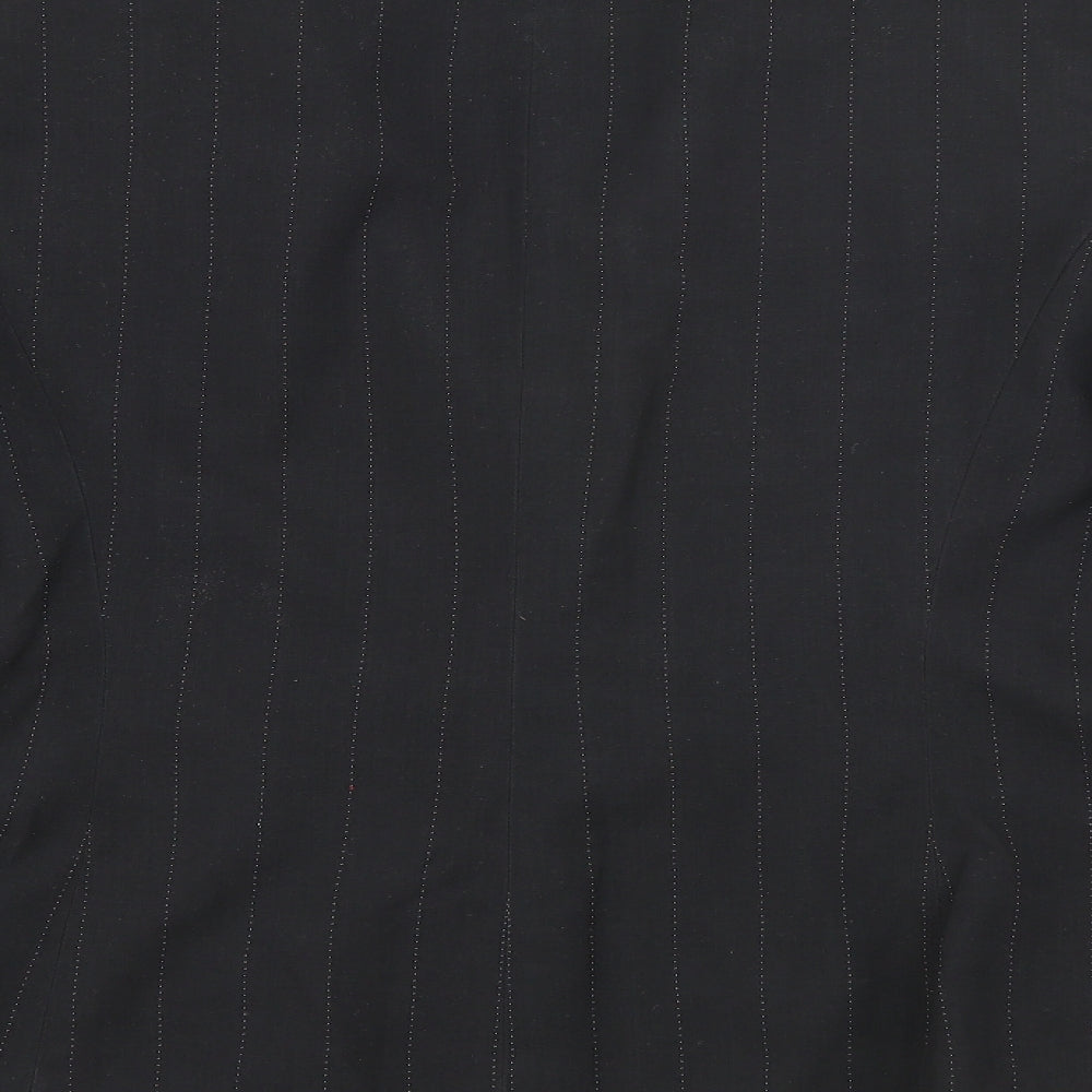 George Womens Black Pinstripe Polyester Jacket Blazer Size 14
