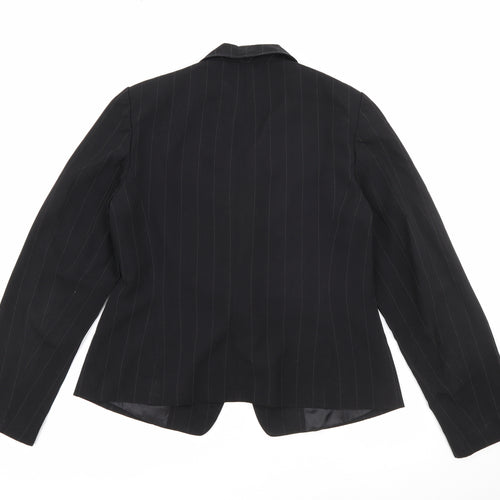 George Womens Black Pinstripe Polyester Jacket Blazer Size 14