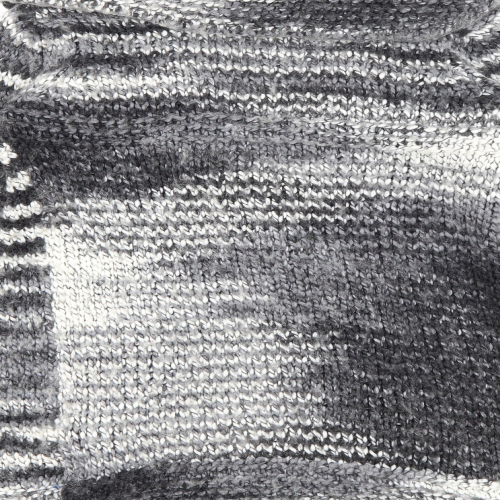 NEXT Womens Grey Collared Striped Acrylic Cardigan Jumper Size S