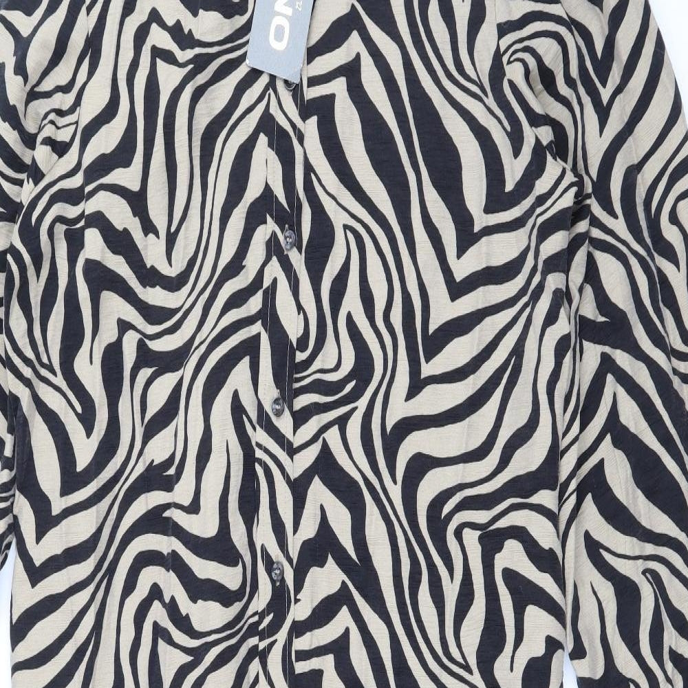 Only Womens Beige Geometric Viscose Shirt Dress  Size XL  Collared Button