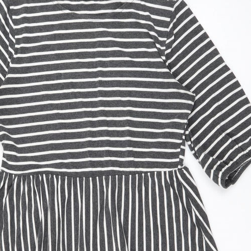 SheIn Womens Grey Striped Cotton Fit & Flare  Size XL  Scoop Neck