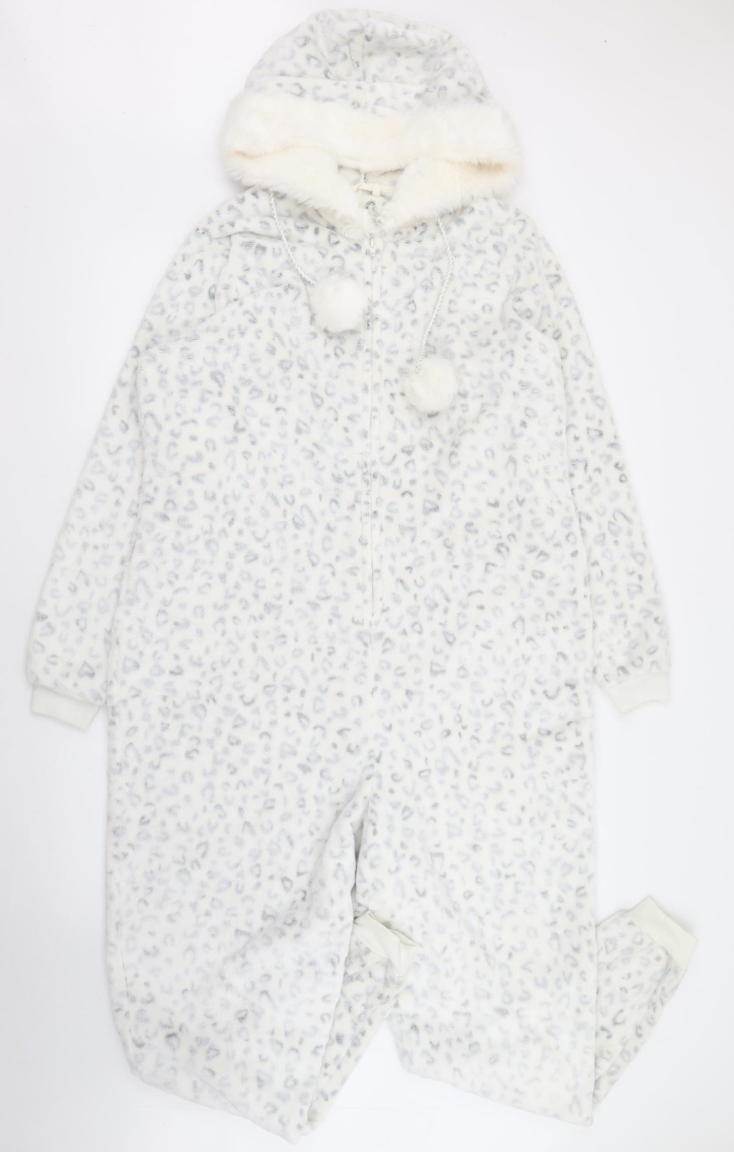 Preworn Womens White Animal Print Polyester Top One Piece One Size  Zip