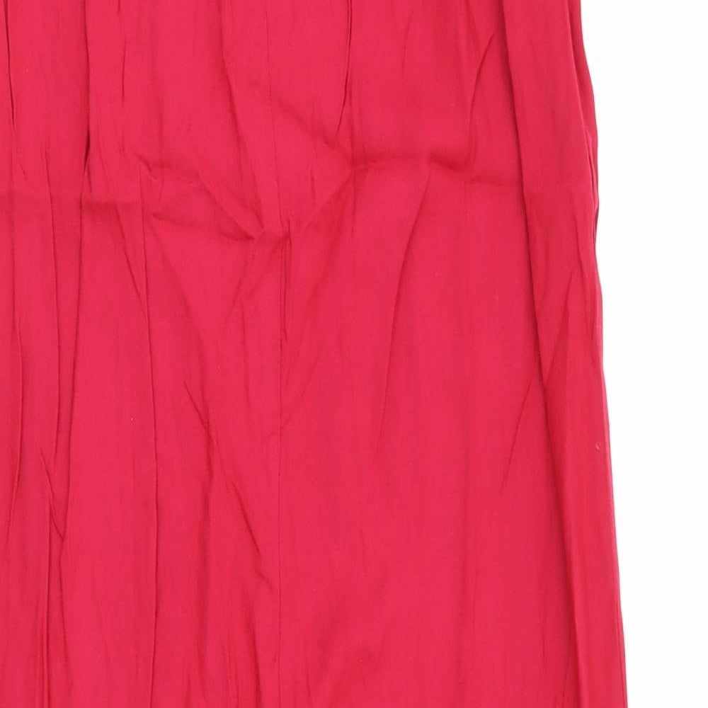 Warehouse Womens Red  Viscose Maxi Skirt Size 8   Zip