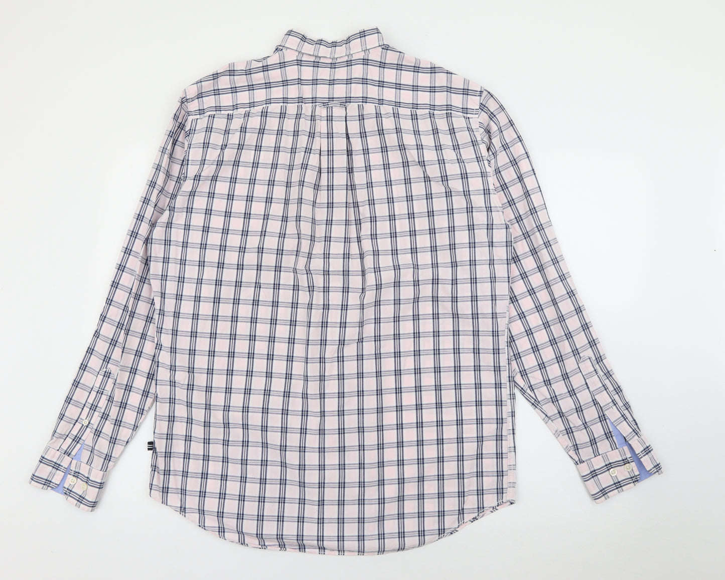 Nautica Mens Pink Plaid Cotton  Button-Up Size M Collared Button