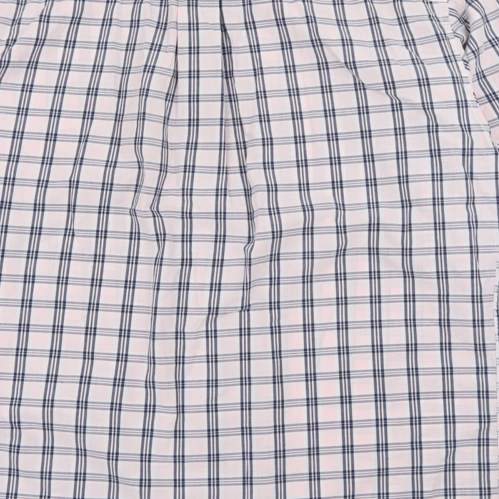 Nautica Mens Pink Plaid Cotton  Button-Up Size M Collared Button