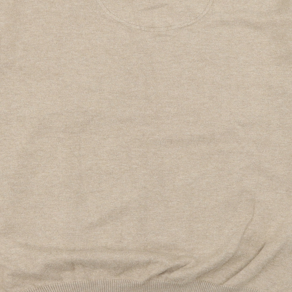 Jeff Banks Mens Beige V-Neck  Cotton Pullover Jumper Size M