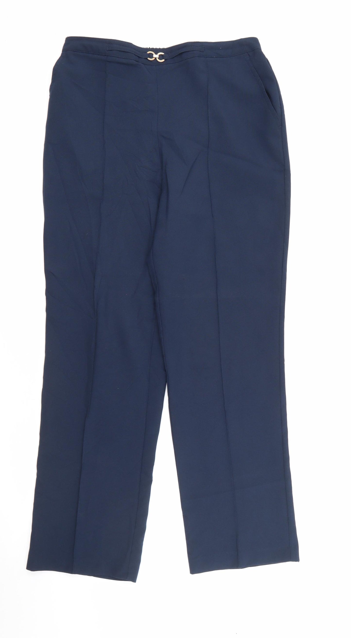 Damart Womens Blue  Polyester Trousers  Size 14 L27 in Regular
