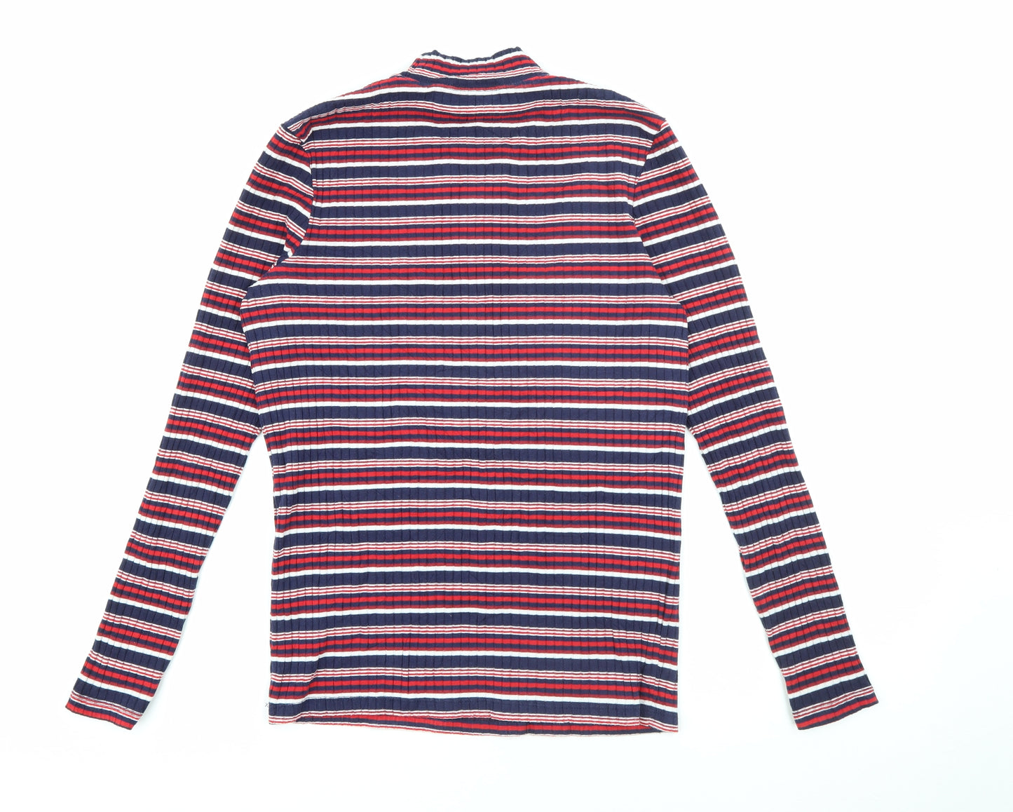 TU Womens Multicoloured High Neck Striped Polyester Pullover Jumper Size 10