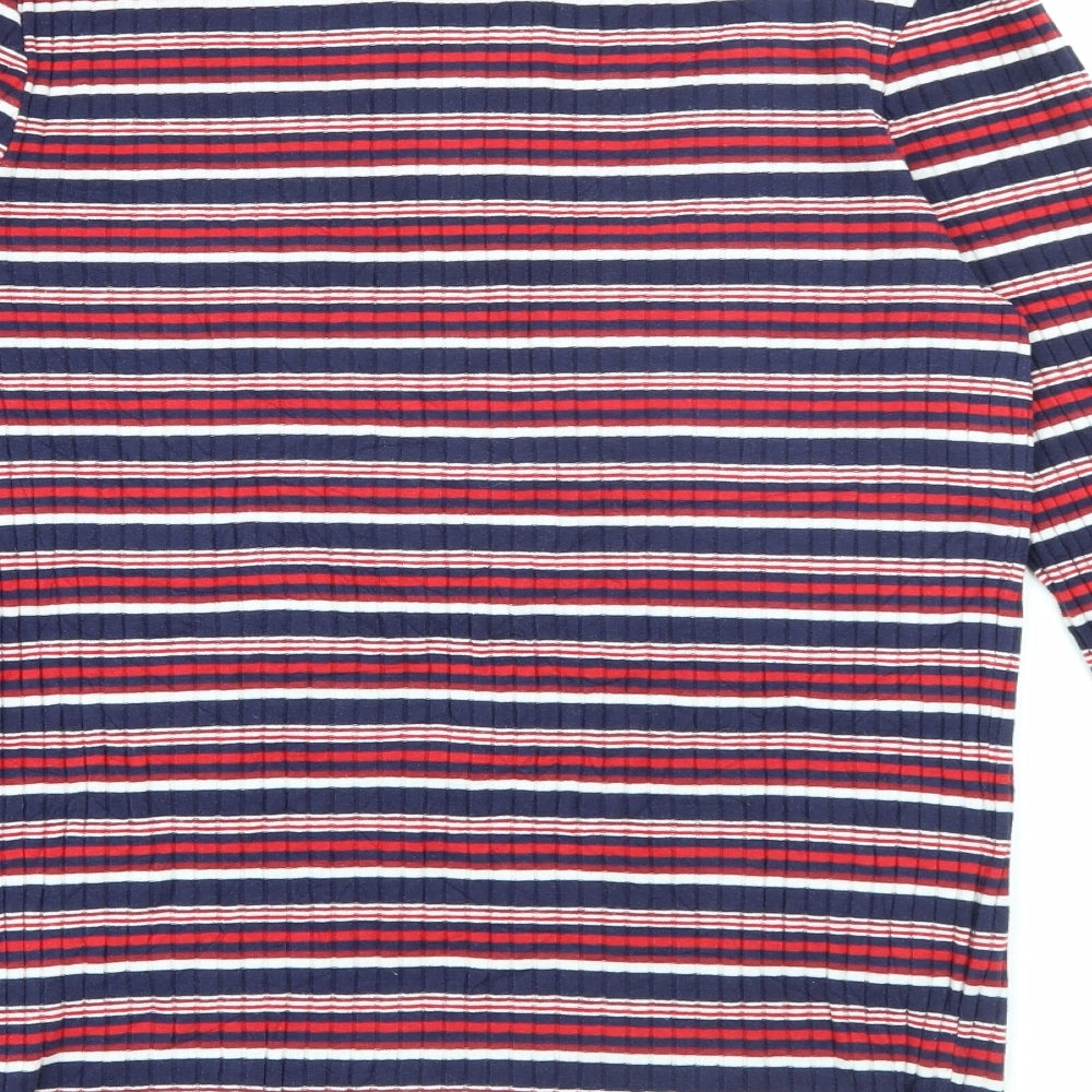 TU Womens Multicoloured High Neck Striped Polyester Pullover Jumper Size 10