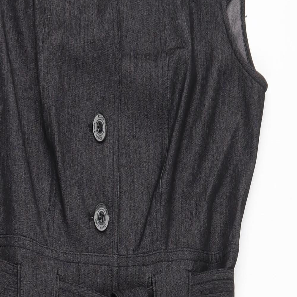 Calvin Klein Womens Grey  Polyester A-Line  Size 6  Round Neck Button