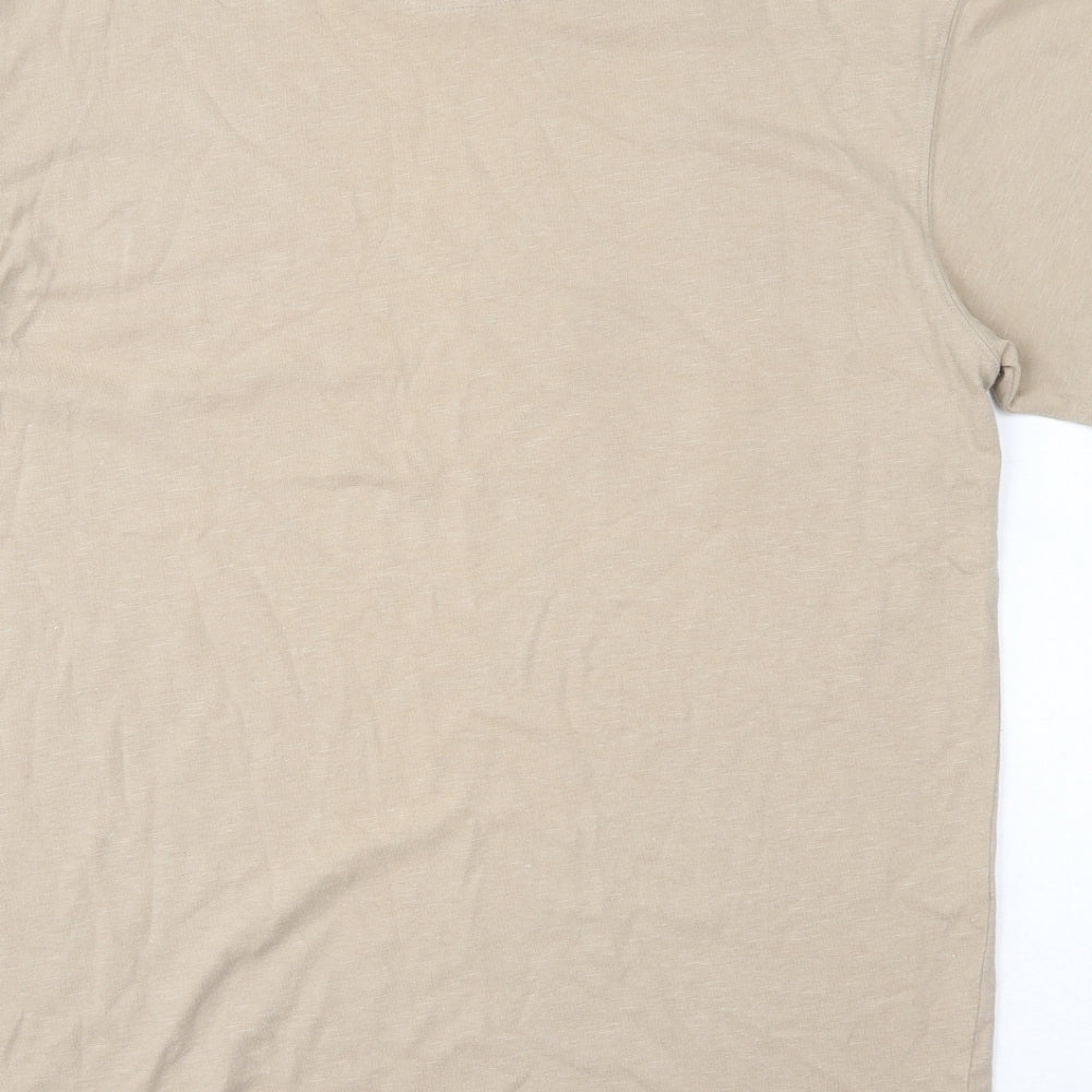 John Rocha Mens Brown  Cotton  T-Shirt Size L Round Neck