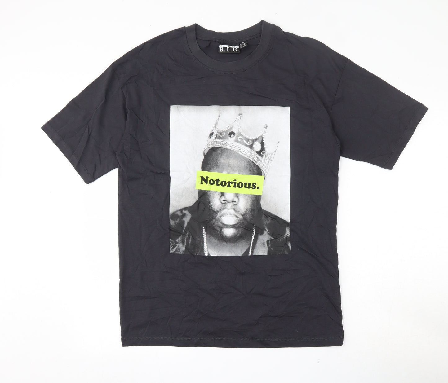 Primark Womens Grey  100% Cotton Basic T-Shirt Size XS Round Neck - The Notorious B.I.G 6-8