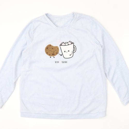 Primark Womens Blue  Polyester Top Pyjama Set Size M